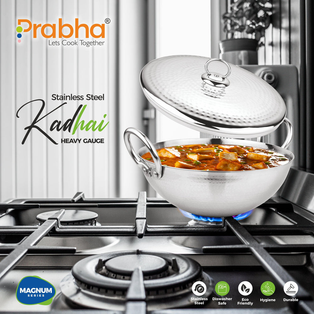 Magnum Capsule Bottom Hammered Kadhai With Lid