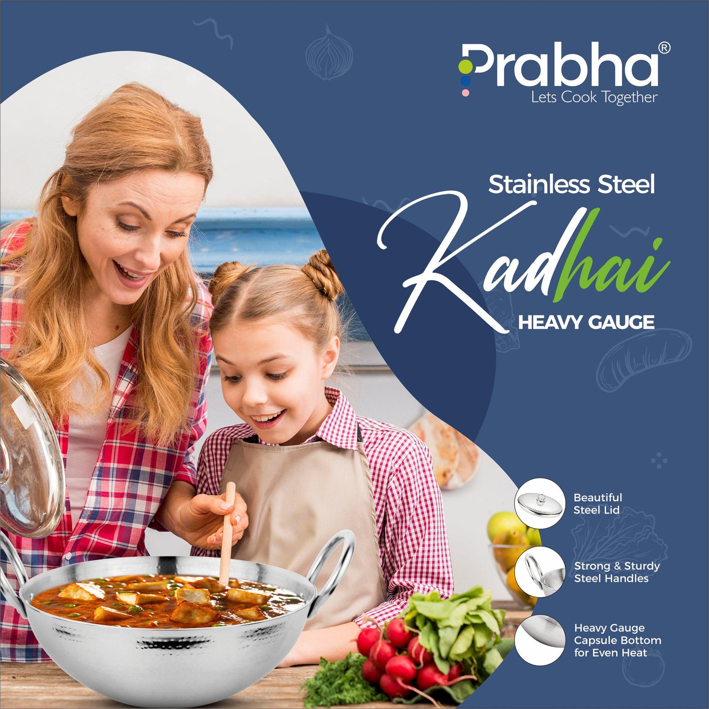 Magnum Capsule Bottom Hammered Kadhai With Lid