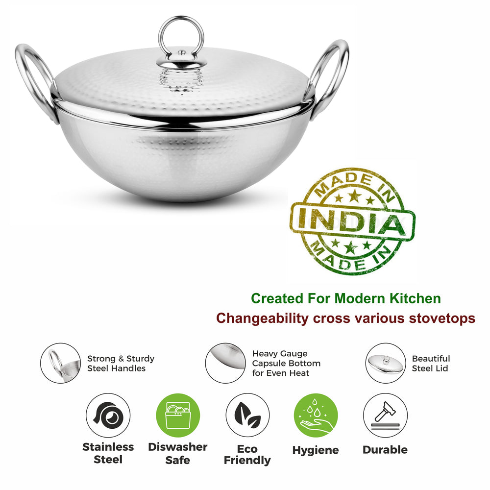Magnum Capsule Bottom Hammered Kadhai With Lid