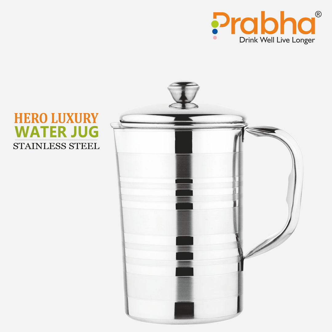 Stainless Steel Luxury Hero Water Jug With Lid And Handle Capacity 2.3 L