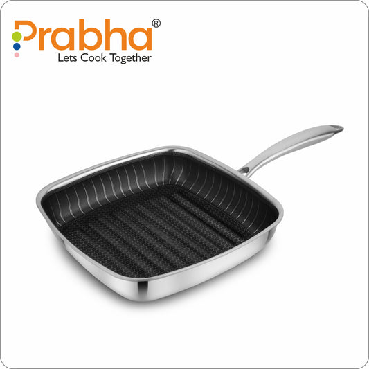Tri-Ply Hexa Cube Square Grill Pan, 24cm