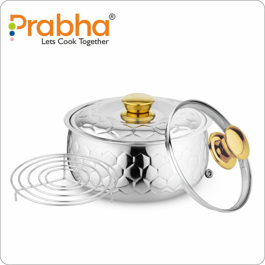Hexa Queen Casserole With Steel & Glass Lid