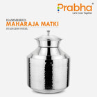 Stainless Steel Water Storing Maharaja Hammered Matki for Home & Kitchen (5 Litres) - Prabha