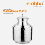 गैलरी व्यूवर में इमेज लोड करें, Stainless Steel Water Storing Maharaja Hammered Matki for Home &amp; Kitchen (5 Litres)