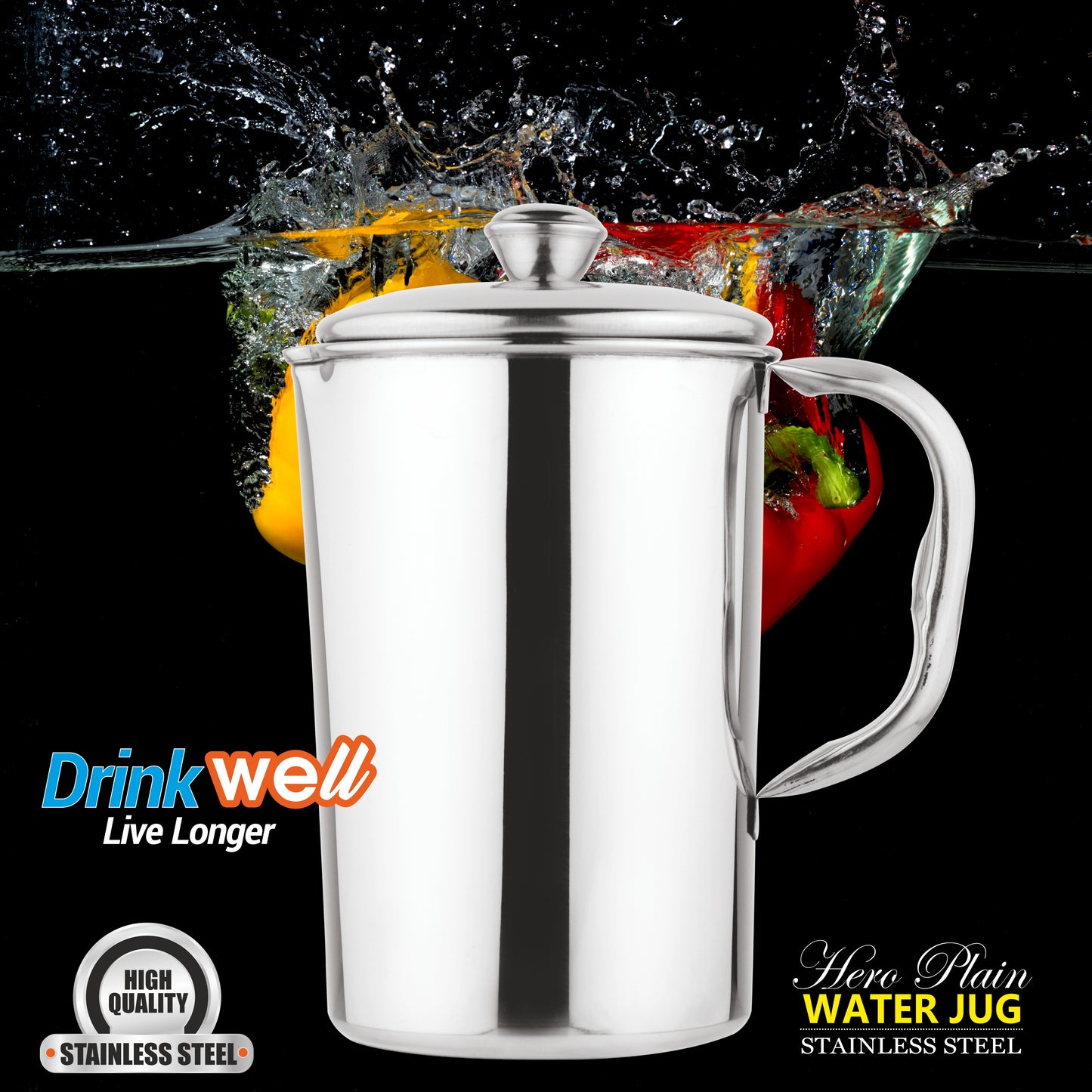 Stainless Steel Hero Water Jug Plain - 2300ml