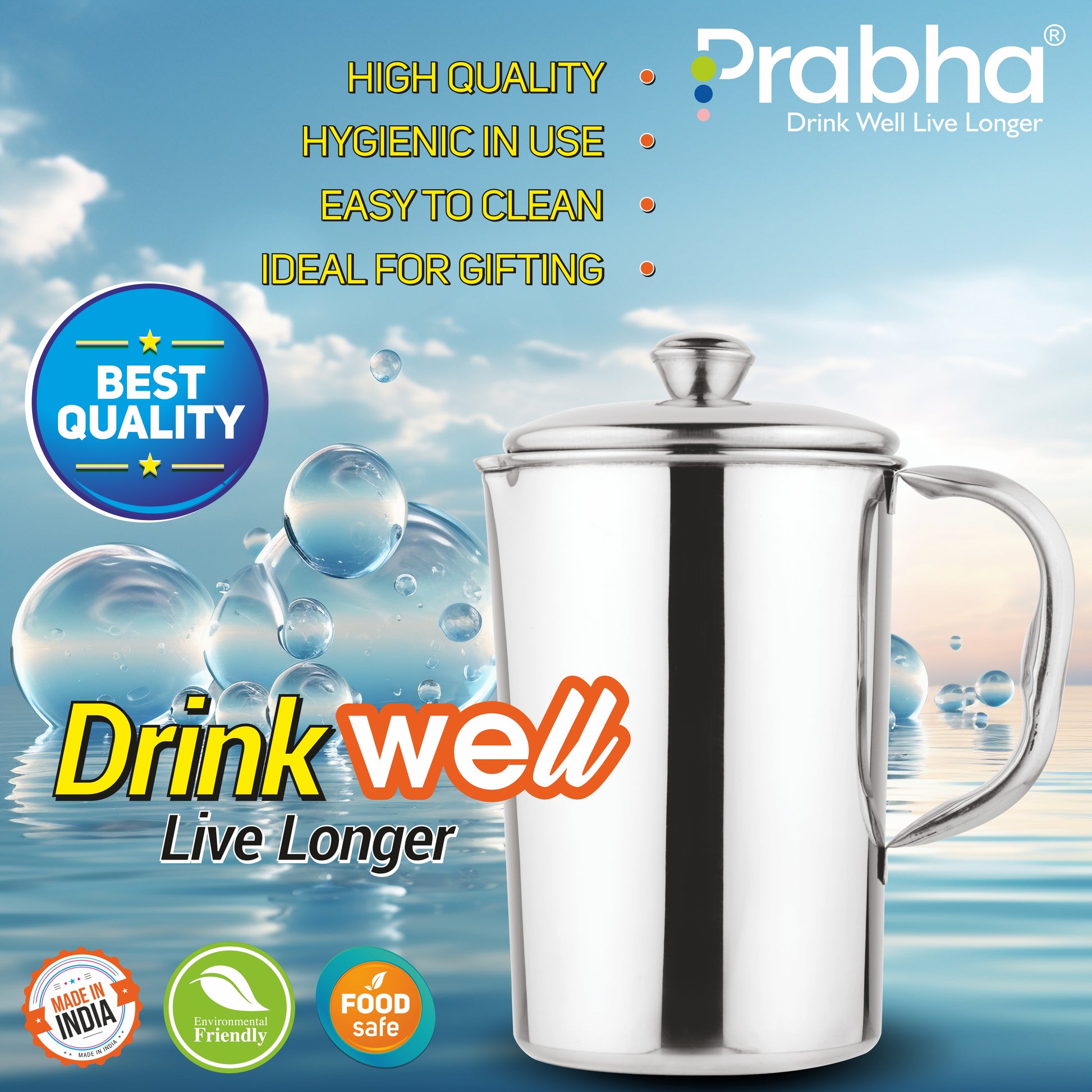 Stainless Steel Hero Water Jug Plain - 2300ml