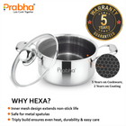 Tri-Ply Hexa Cube Stick-Resistant Casserole With Glass Lid Induc