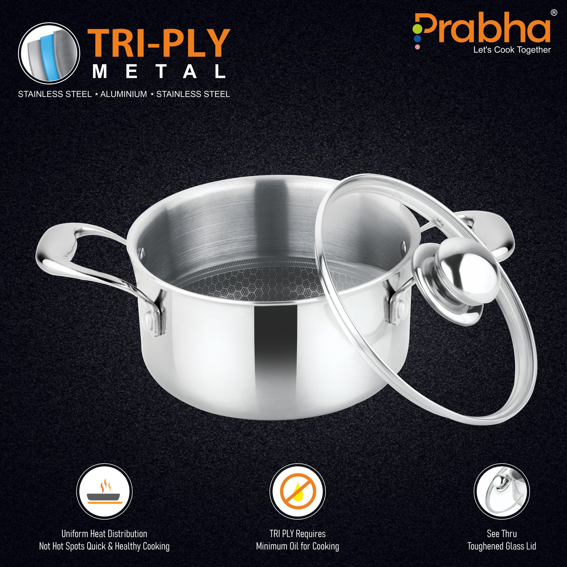 Triply Hexa Cube Casserole With Lid