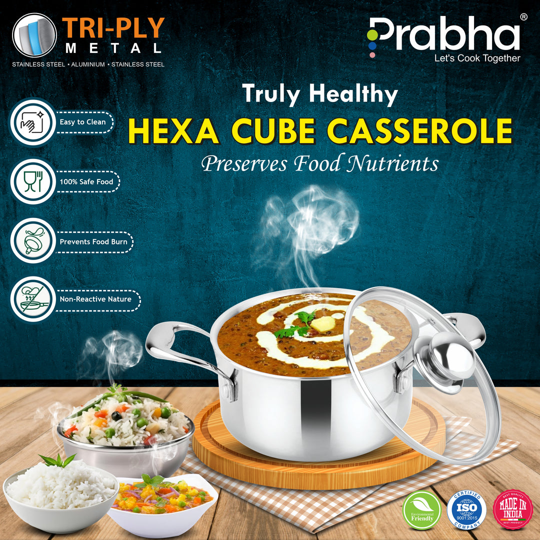 Triply Hexa Cube Casserole With Lid