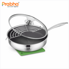 Tri-Ply Hexa Cube Stick-Resistant Deep Frypan With Glass Lid & Oil Drainer