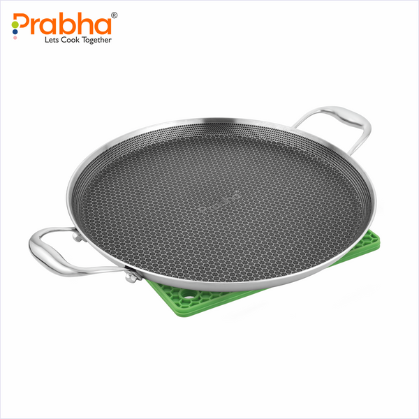 Triply Hexa Cube Stick-Resistant Dosa Tawa with Two Side Handles 32cm