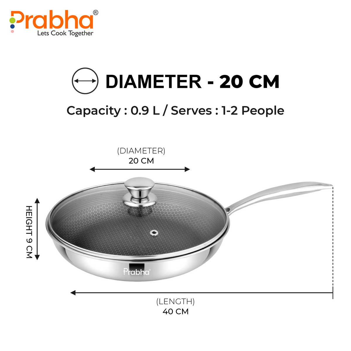 Tri-Ply Hexa Cube Stick-Resistant Frypan With Glass Lid & Oil Drainer