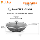Triply Hexa Cube Octa Pan Wih Lid, 32CM