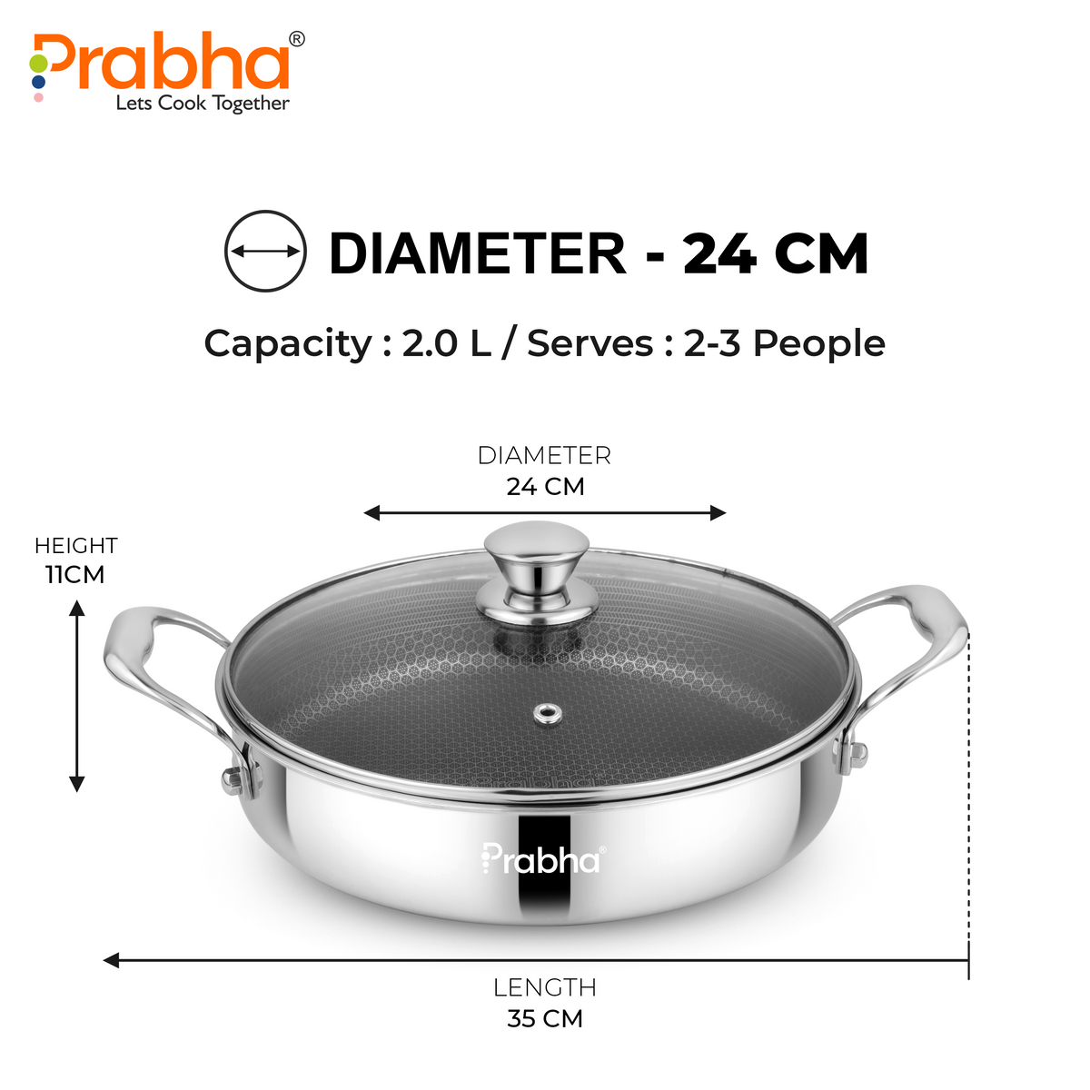 Tri-Ply Hexa Cube Stick-Resistant Saute Pan With Glass Lid & Oil Drainer