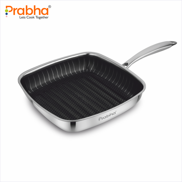 Tri-Ply Hexa Cube Square Grill Pan, 24cm