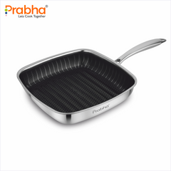 Tri-Ply Hexa Cube Square Grill Pan, 24cm