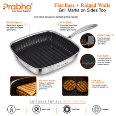 Tri-Ply Hexa Cube Square Grill Pan, 24cm