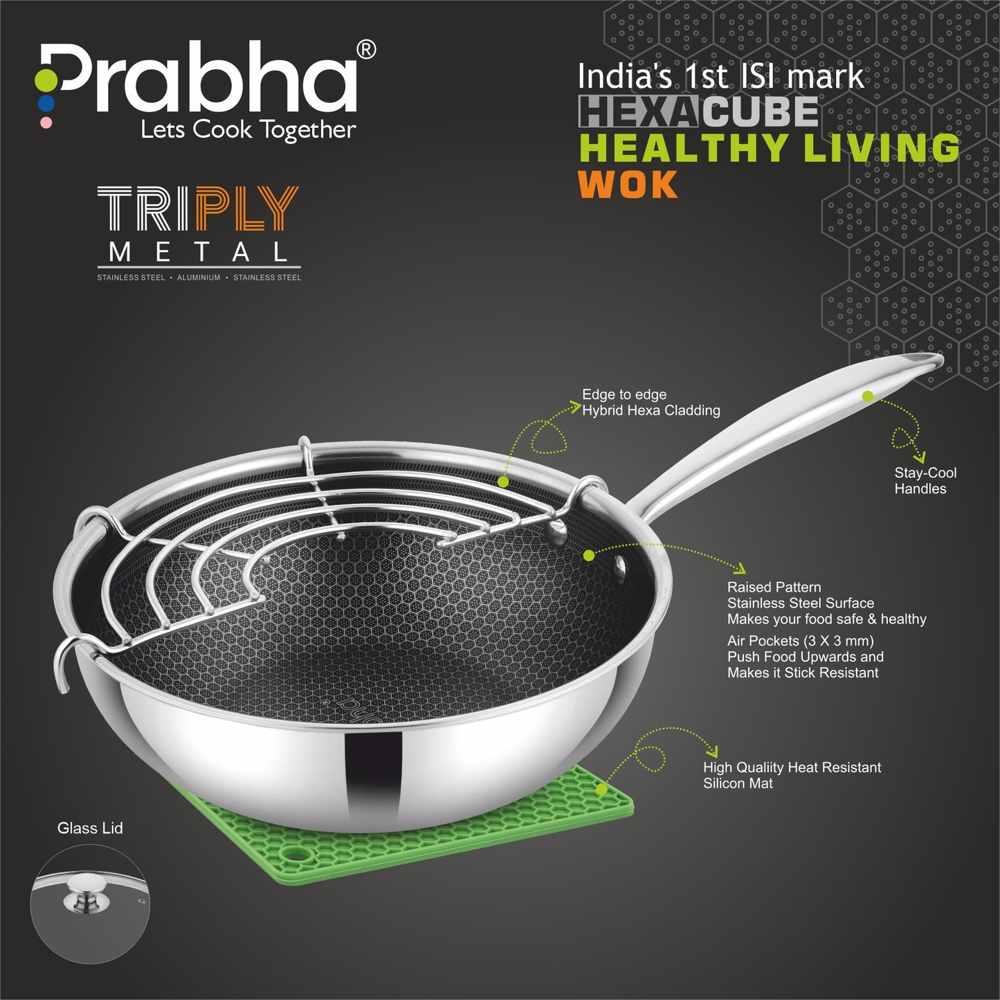 Triply Hexa Cube Wok With Lid
