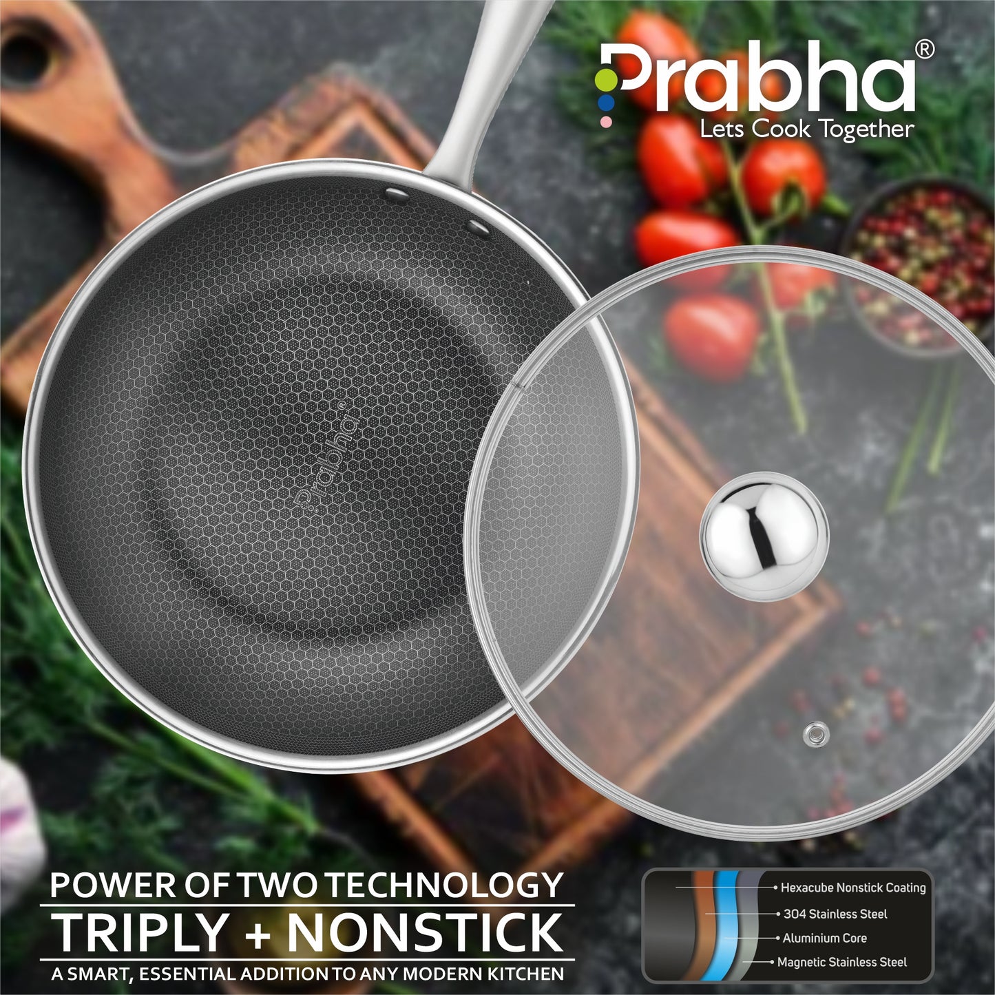 Triply Hexa Cube Wok With Lid