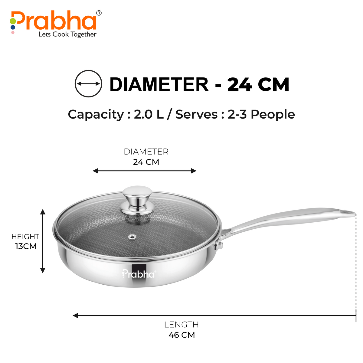 Tri-Ply Hexa Cube Stick-Resistant Deep Frypan With Glass Lid & Oil Drainer