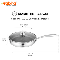 Tri-Ply Hexa Cube Stick-Resistant Deep Frypan With Glass Lid & Oil Drainer