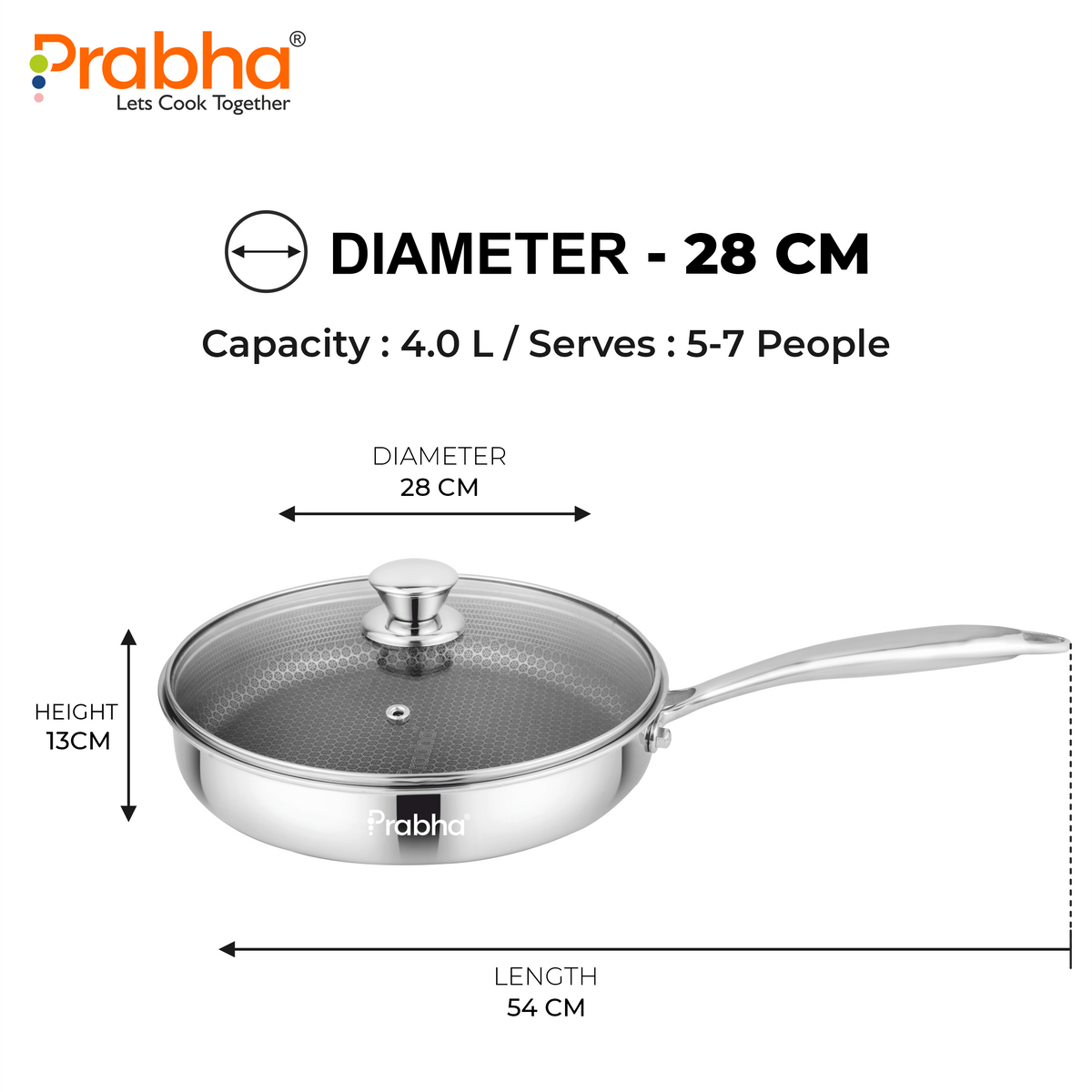 Tri-Ply Hexa Cube Stick-Resistant Deep Frypan With Glass Lid & Oil Drainer