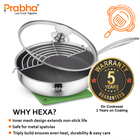 Tri-Ply Hexa Cube Stick-Resistant Deep Frypan With Glass Lid & Oil Drainer