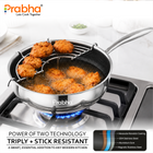 Tri-Ply Hexa Cube Stick-Resistant Deep Frypan With Glass Lid & Oil Drainer