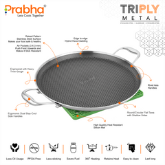 Triply Hexa Cube Stick-Resistant Dosa Tawa with Two Side Handles 32cm
