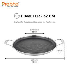 Triply Hexa Cube Stick-Resistant Dosa Tawa with Two Side Handles 32cm