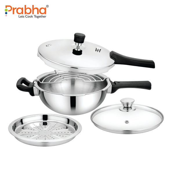 Tri-Ply Intelligent All-in-One Kadhai Pressure Cooker – 3.5 L