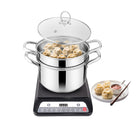 Stainless Steel Induction Base Steamer With Transparent Glass Lid, 2 Tier