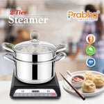 Load image into Gallery viewer, Stainless Steel Induction Base Steamer With Transparent Glass Lid, 2 Tier