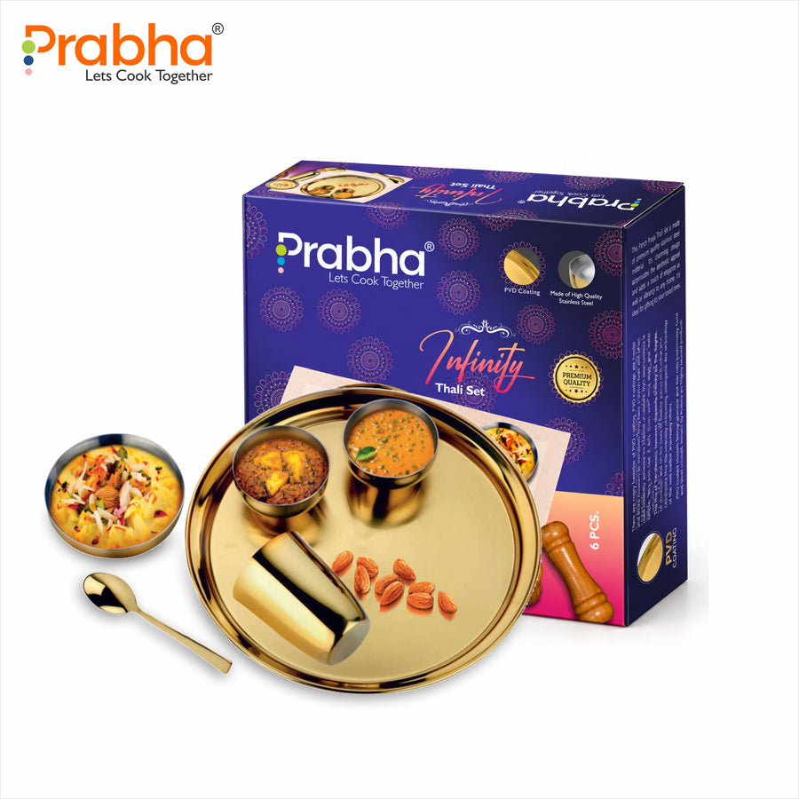 Infinity Premium Stainless Steel Pvd Gold Thali Set | 1 Person