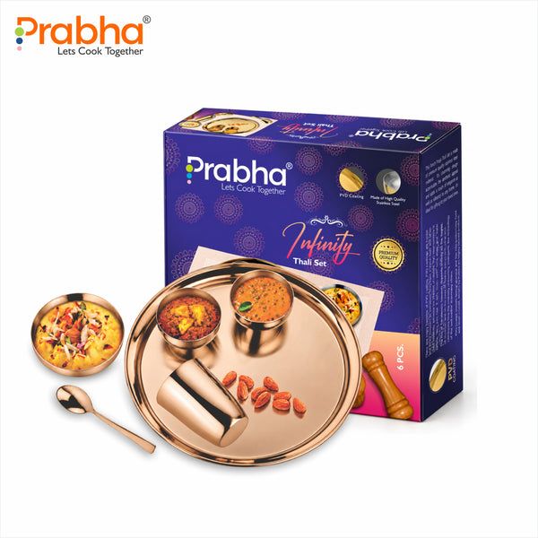 Infinity Premium Stainless Steel Pvd Rose Gold Thali Set | 1 Person