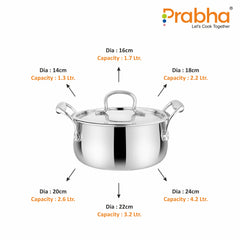Prima Triply Kalash Casserole With Lid