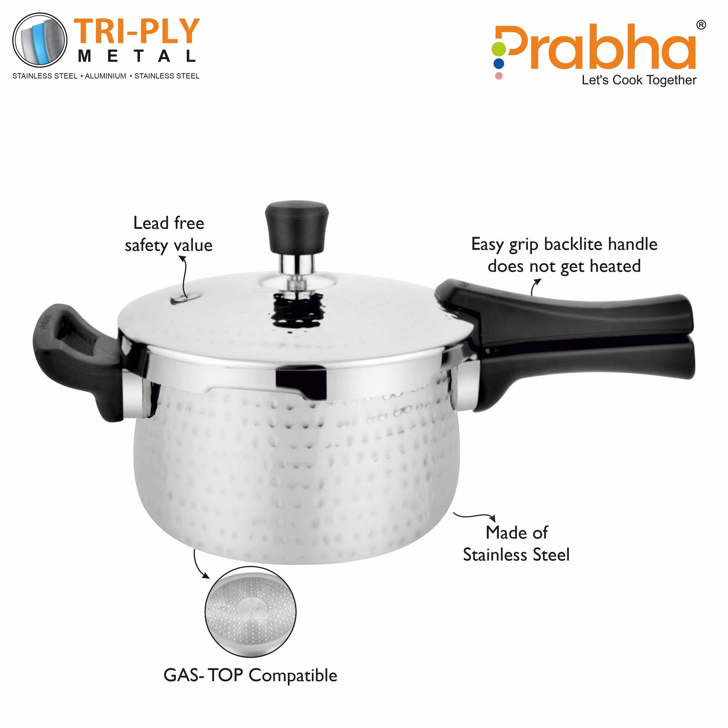 Triply Kalash Pressure Cooker Hammered