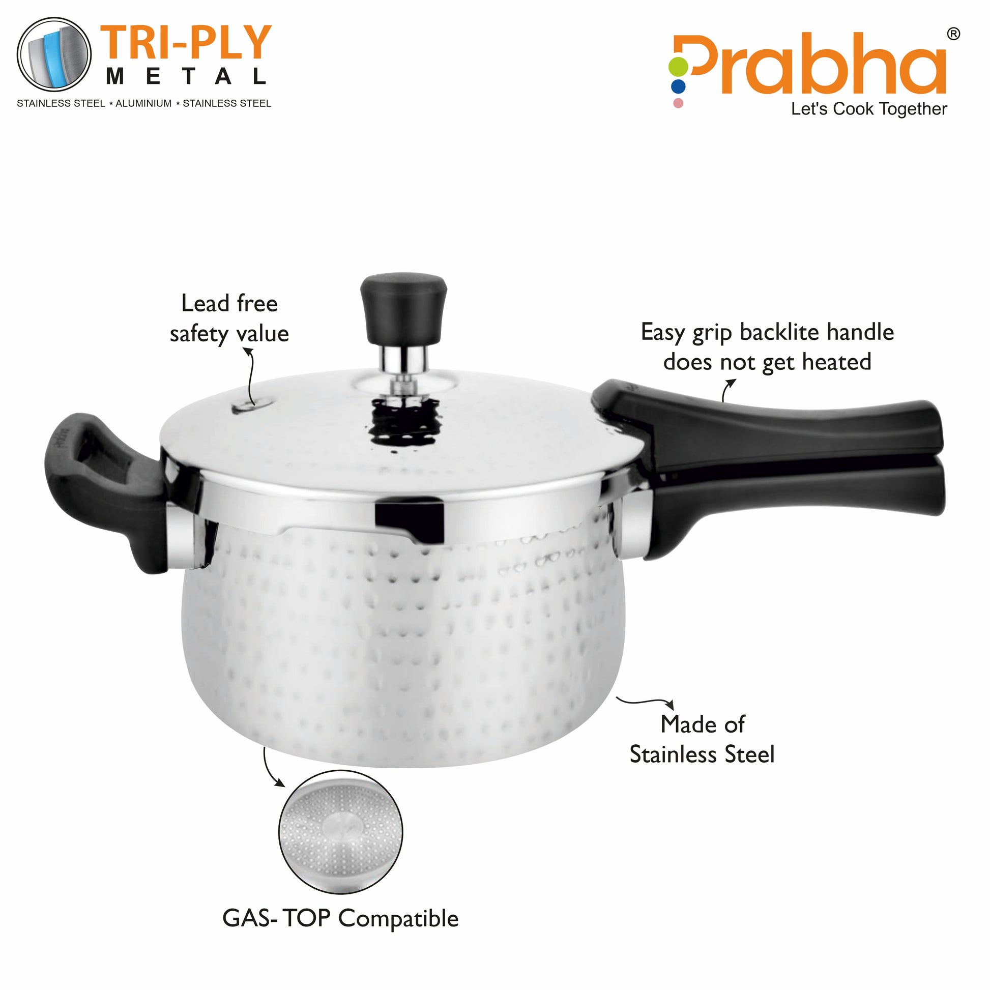 Triply Kalash Pressure Cooker Hammered