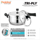 Triply Kalash Plus Hammered Pressure Cooker With Steel & Glass Lid