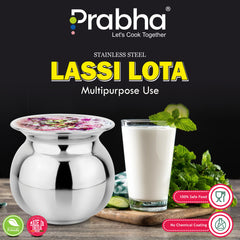 Stainless Steel Lassi Lota - Ideal for Home & Kitchen, Rust-Free Elegance - Prabha