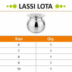 Stainless Steel Lassi Lota - Ideal for Home & Kitchen, Rust-Free Elegance - Prabha