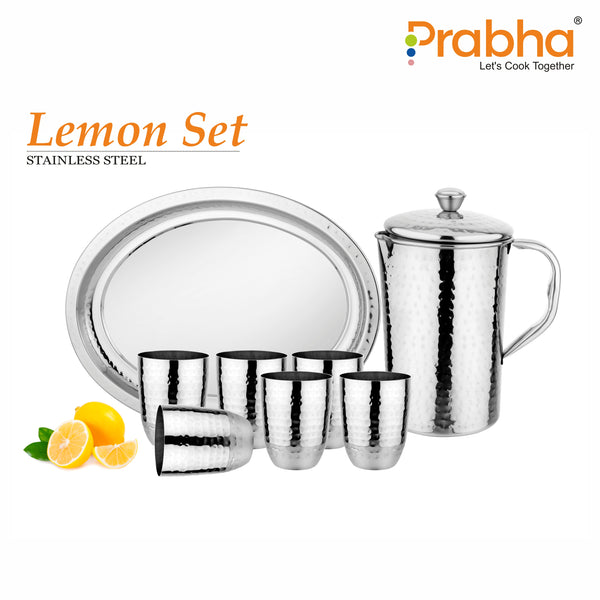 Stainless Steel Hammered Lemon Set - Set of 8 Pieces