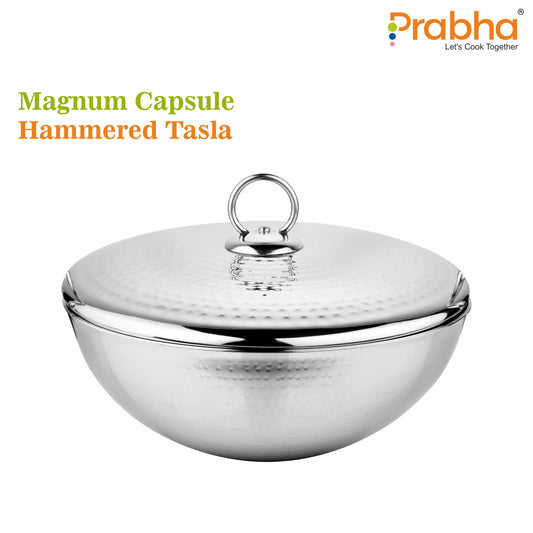 Magnum Capsule Bottom Hammered Tasla With Lid