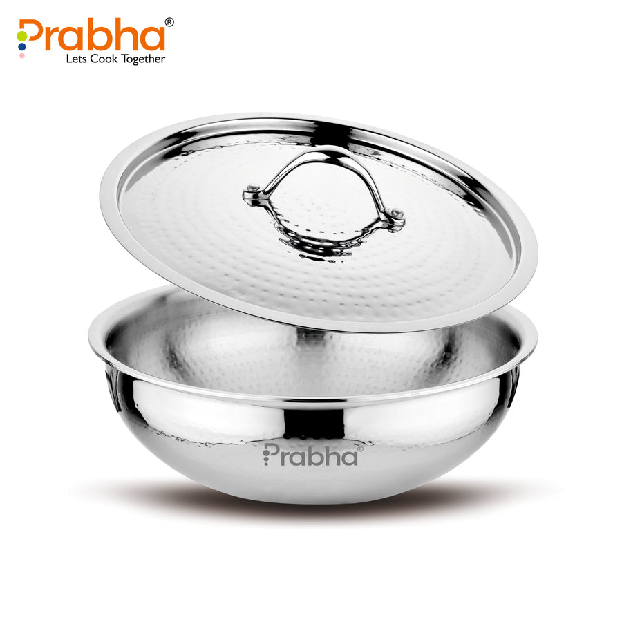 Magnum Flat Bottom Hammered Tasla With Lid