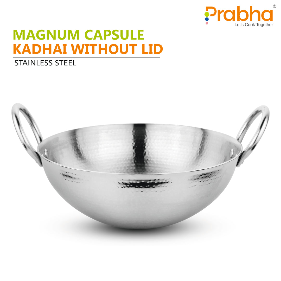 Magnum Capsule Bottom Hammered Kadhai Without Lid