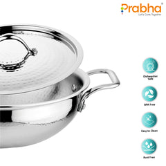 Magnum Flat Bottom Hammered Kadhai With Lid
