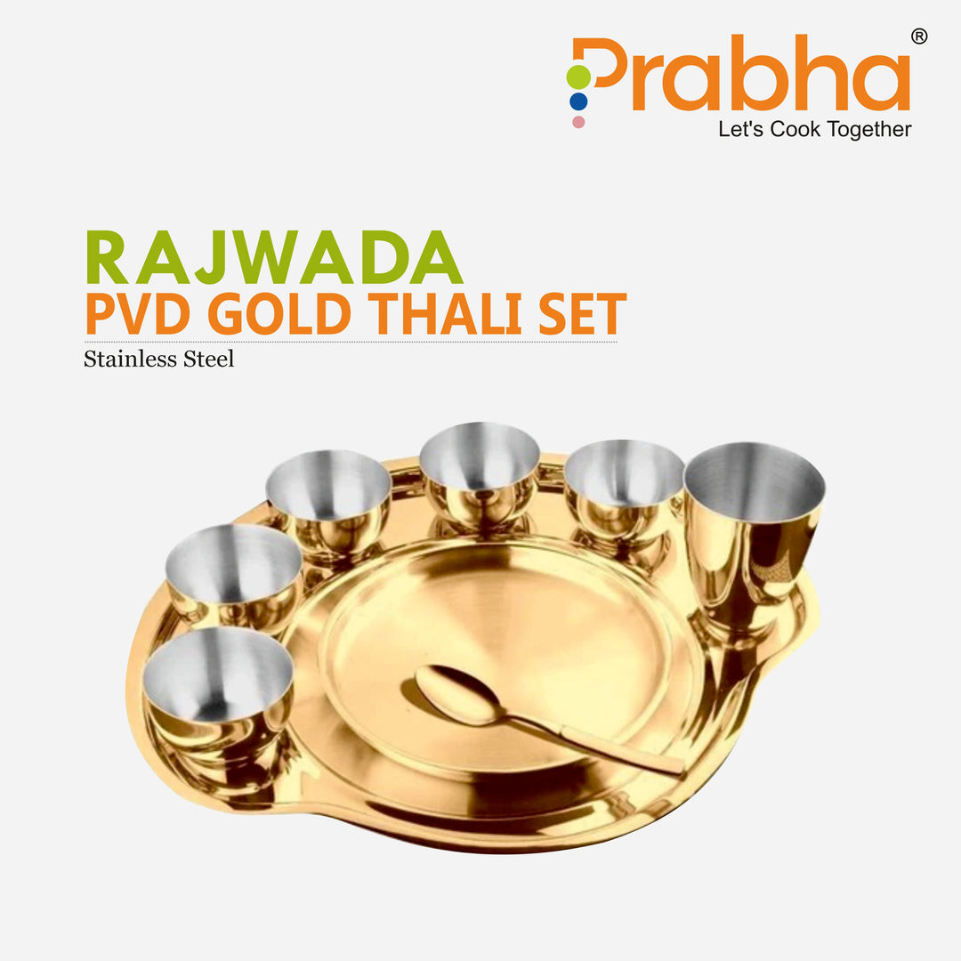 Stainless Steel PVD Gold Rajwada Thali Set