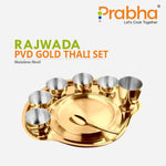 गैलरी व्यूवर में इमेज लोड करें, Stainless Steel PVD Gold Rajwada Thali Set