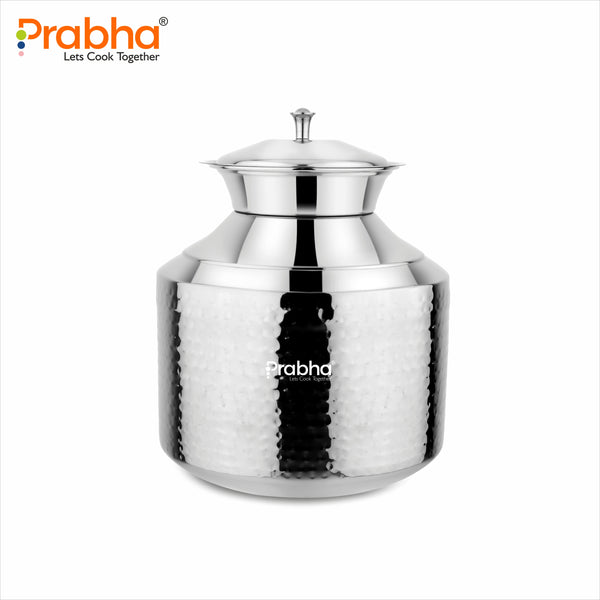 Stainless Steel Water Storing Maharaja Hammered Matki for Home & Kitchen (5 Litres)