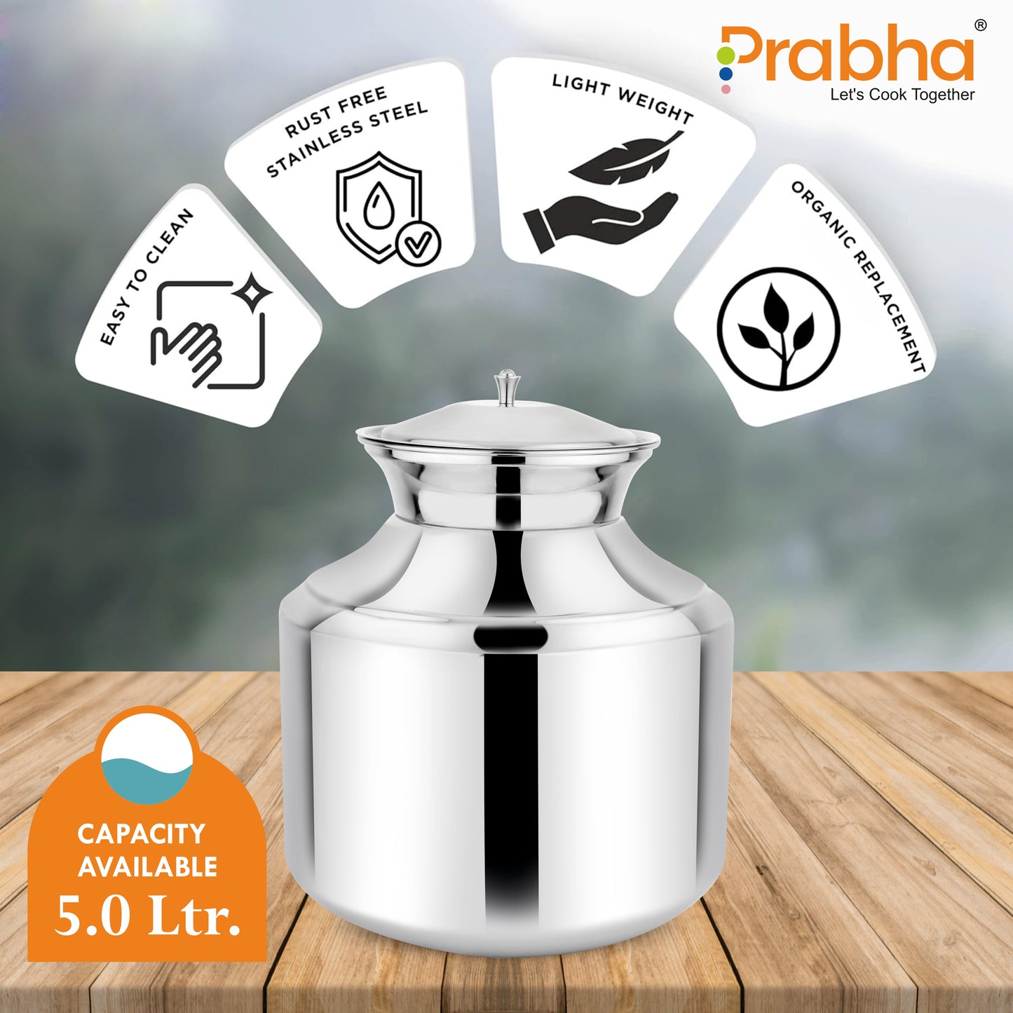 Stainless Steel Water Storing Maharaja Matki for Home & Kitchen (5 Litres)